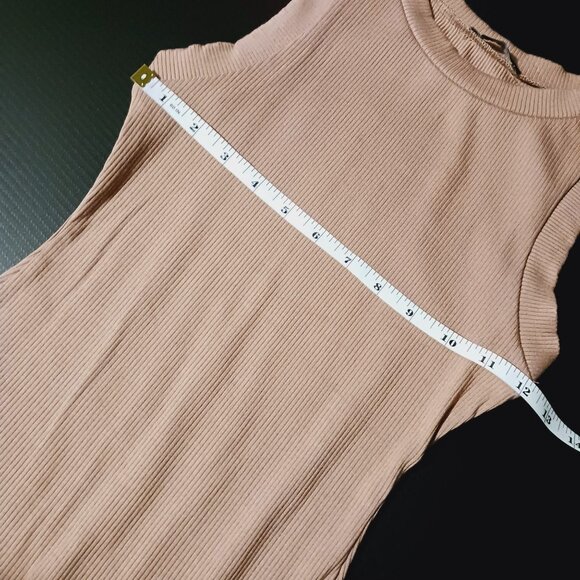 Naked Wardrobe Sleeveless Tan Ribbed Thong Bodysuit Size S - Picture 10 of 11